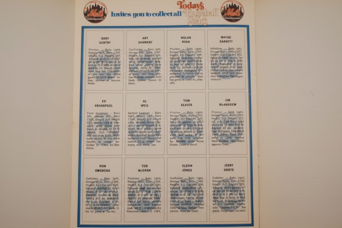 1971 NewYork Mets Book W/Stamp Sheets still attached, Nolan Ryan, Tom Seavet