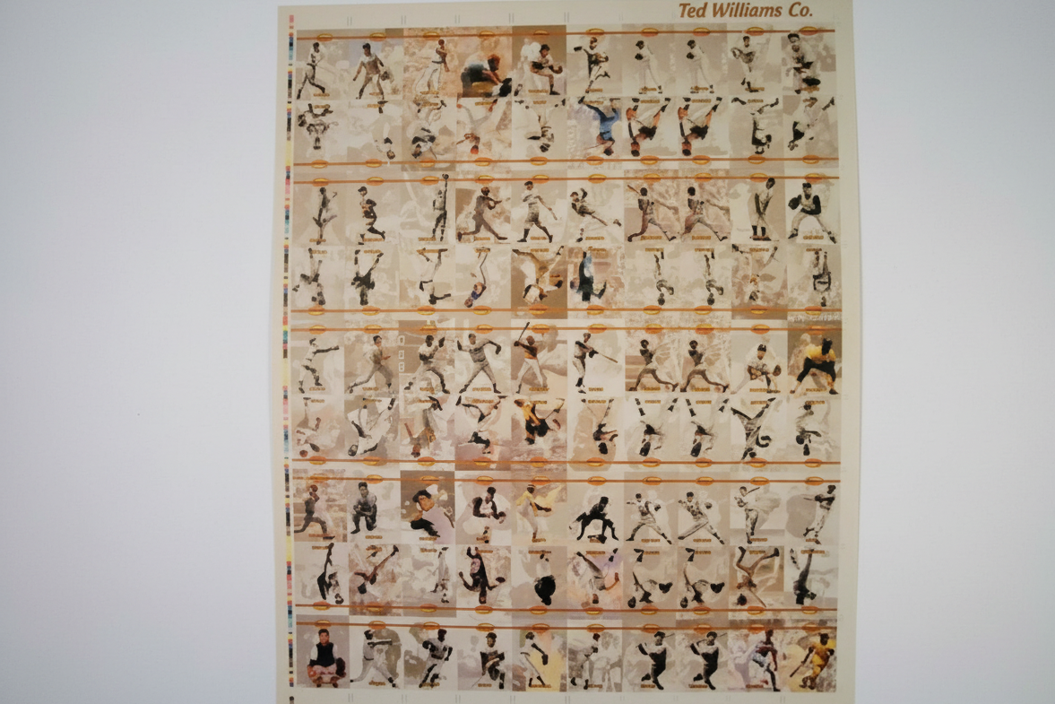 🏆1993 Ted Williams Uncut Card Sheet (81 Cards) – Framed Display | Willie Mays, Lou Gehrig | Rare Collectible