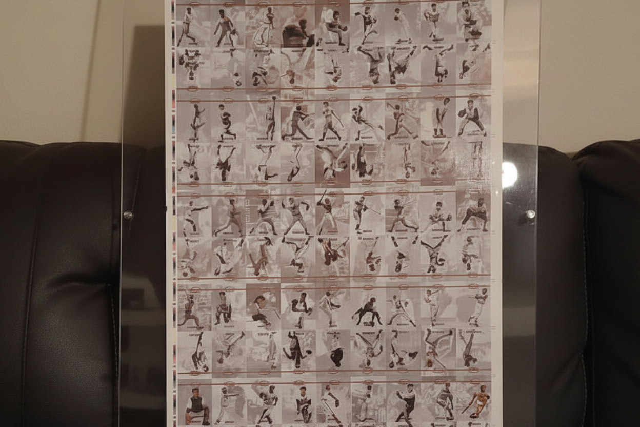 🏆1993 Ted Williams Uncut Card Sheet (81 Cards) – Framed Display | Willie Mays, Lou Gehrig | Rare Collectible