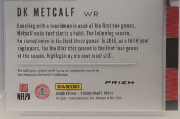DK Metcalf, tarjeta coleccionable, impecable, calificada