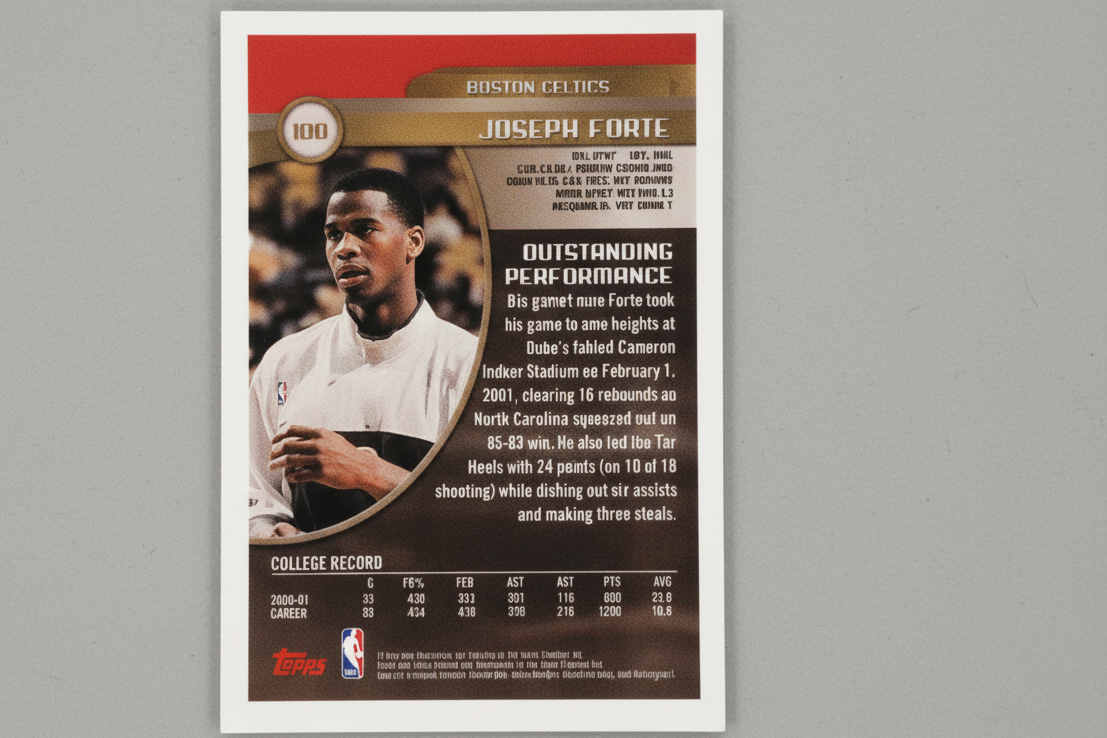 Joseph Forte 2001-2002, Topps Chrome Basketball Trading Card,