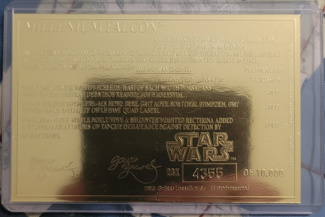 Coleccionables de Star Wars, tarjeta de oro de 23 quilates, en perfecto estado