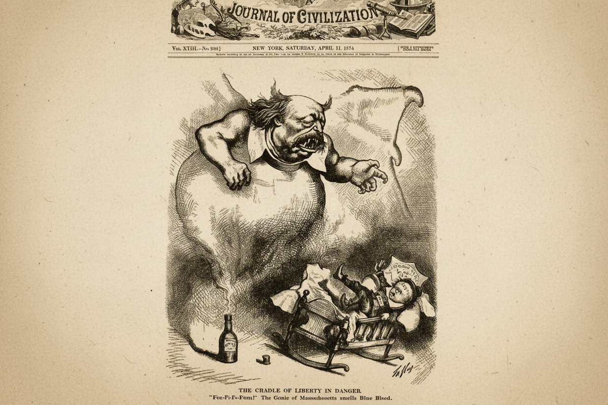 The Cradle Of Liberty Is In Danger, Antique 1974, Harpers Weekly Front Page