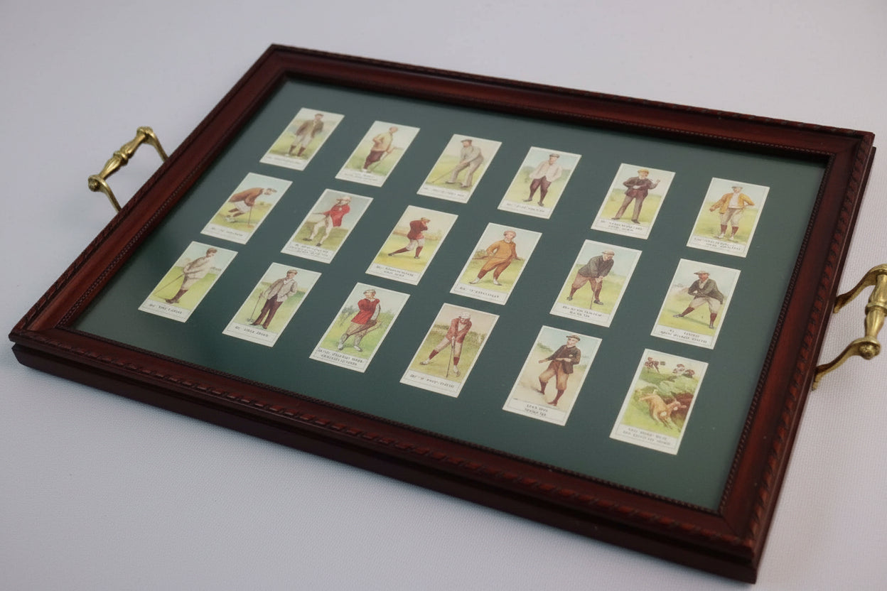 Vintage 1980's Hand-held Serving Tray, W/18 Cope's Golfers Collectors Cards