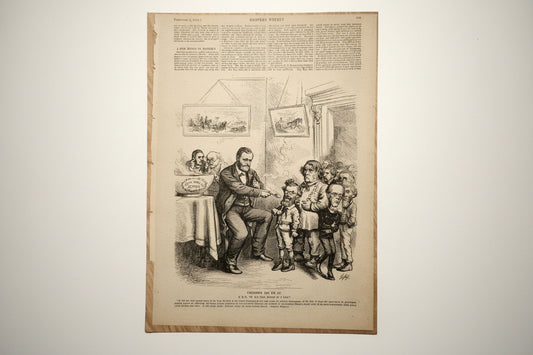 Children Cry for It, Antique 1872, Thomas Nast Plate, Signed,Full Page Image Harpor Weekly