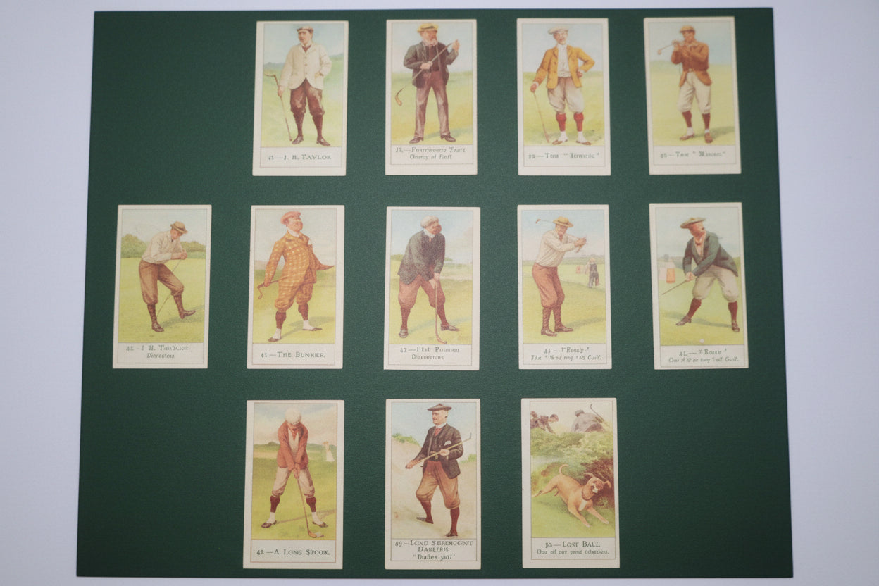 Vintage 1980's Hand-held Serving Tray, W/18 Cope's Golfers Cigarette Cards